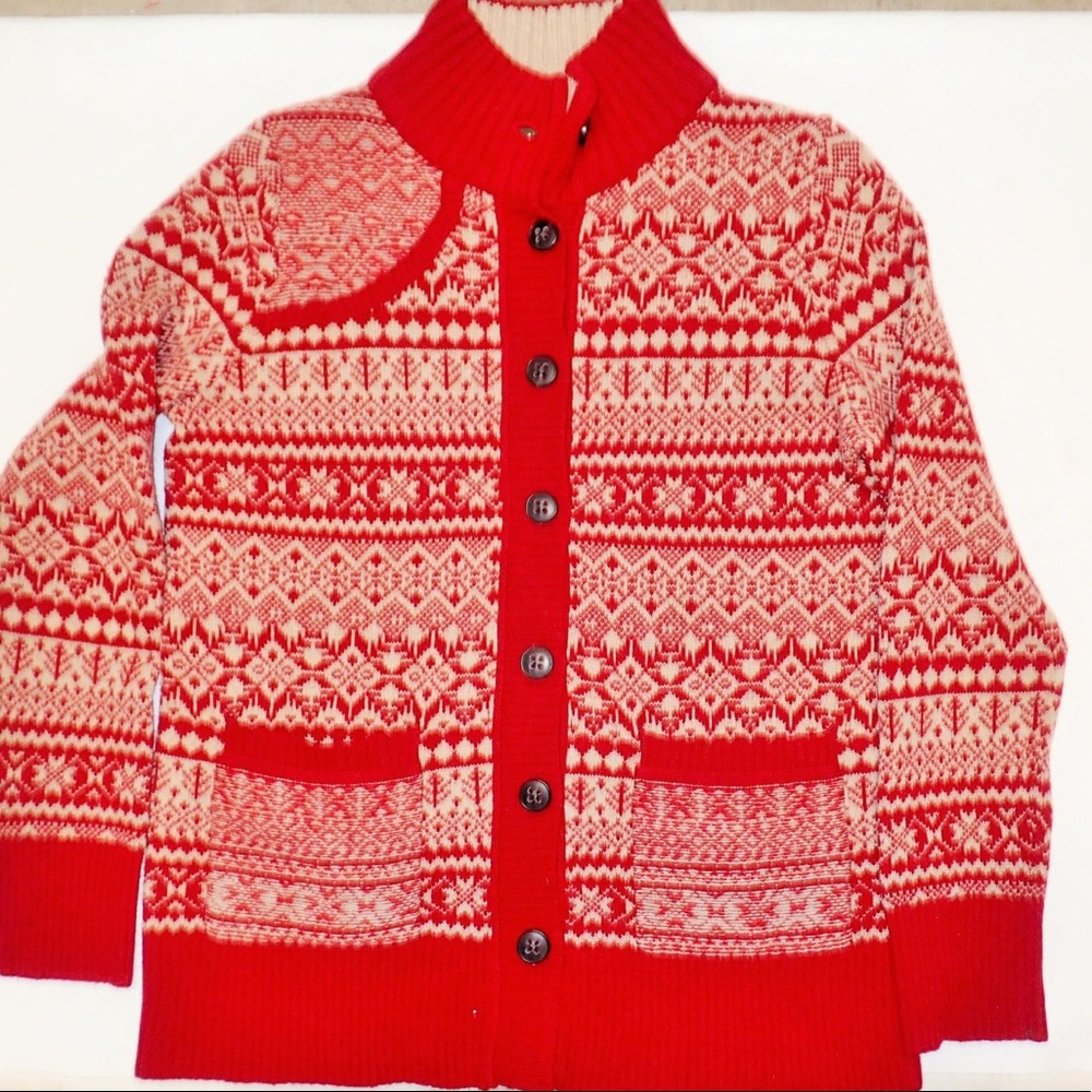 Eddie Bauer Lambs Wool Nordic Cardigan